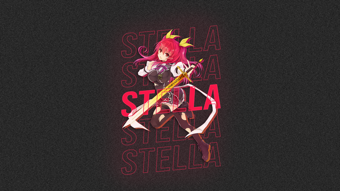 Rakudai Kishi No Cavalry, girls with swords, sword, long hair, anime, typography, Stella Vermillion, anime girls, torn stockings