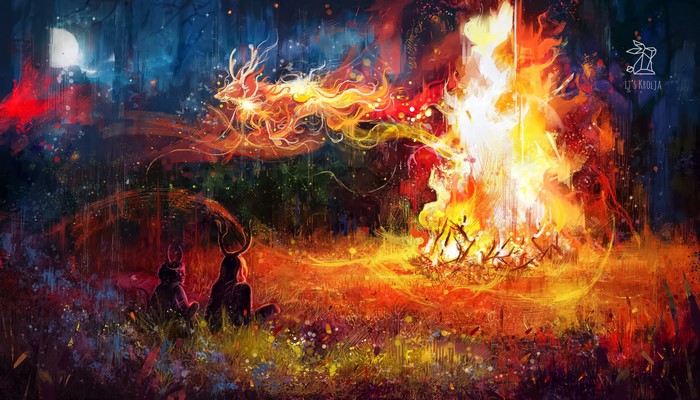 4K, night, fantasy painting, itskrolja, digital art