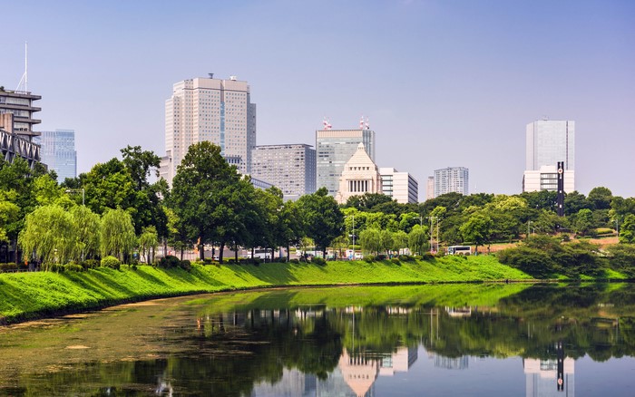 4K, park, cityscape, reflection, Tokyo, building