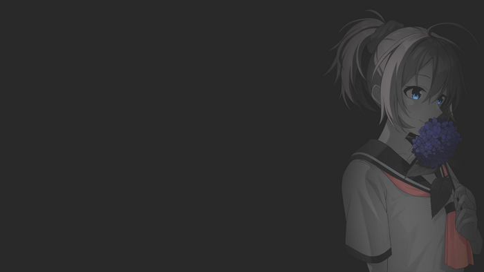 Aoba (kancolle), anime girls, fan art, manga, illustration, anime, dark background, minimalism, hydromoon, selective coloring, Kantai Collection