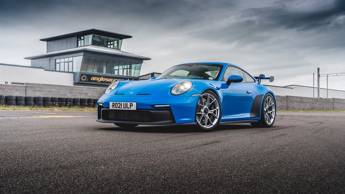 4K, race tracks, blue cars, Porsche, Porsche 911, sports car, vehicle, car, German cars