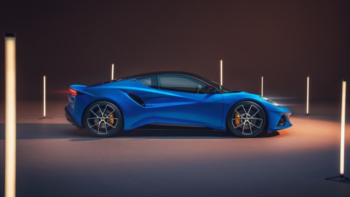 4K, car, vehicle, Lotus, sports car, blue cars, Lotus Emira, spotlights