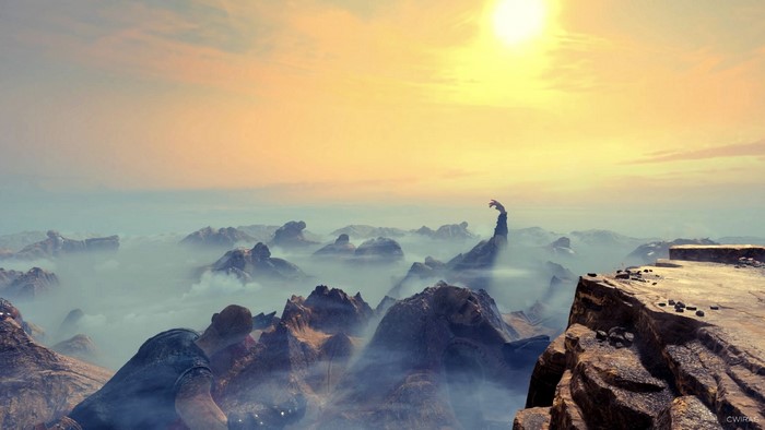 Kratos, Colossal Titan, PlayStation 4, video games, screen shot, Sony, God of War, video game art, PlayStation, mountains