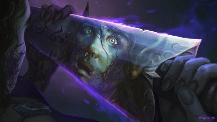 reflection, Ilya Vatutin, Orc, sword, digital, digital art, infection