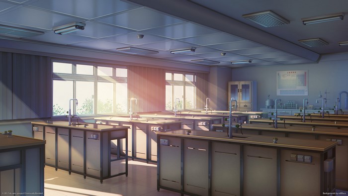 digital art, classroom, sunlight, laboratories, digital, periodic table, Bogdan mB0sco