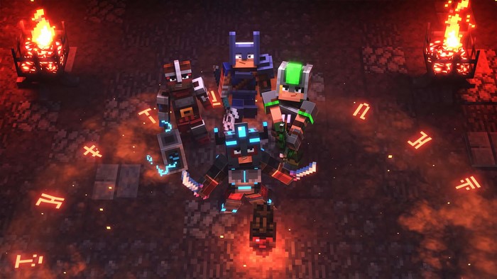 4K Minecraft Dungeons Characters in Cave
