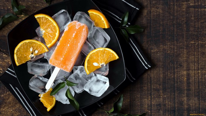 ice cubes, food, fruit, orange (fruit), popsicle