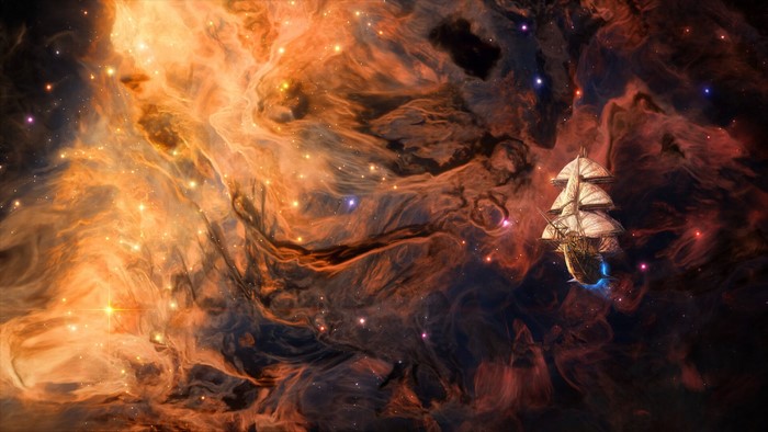 digital art, ship, Yuliya Zabelina, space, fantasy art