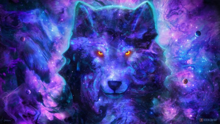 Yuliya Zabelina Fantasy Digital Wolf Art in Space