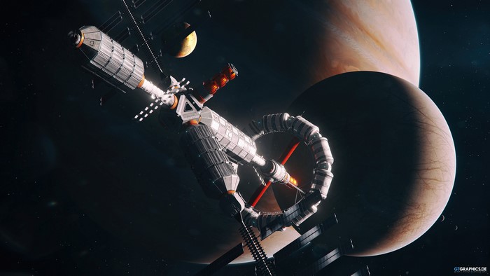 4K, spaceship, space, GTGraphics, planet, Taenaron