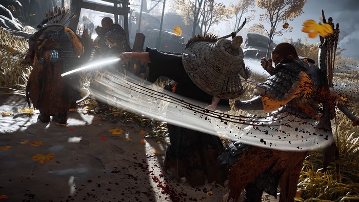 4K, PlayStation, video games, Ghost of Tsushima, video game characters, screen shot, Feudal Japan, Jin Sakai, video game warriors, Ronin, samurai