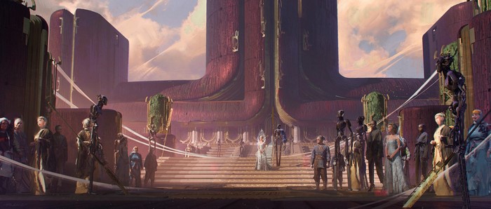 4K, robot, landscape, fantasy art, Pablo Dominguez, digital art
