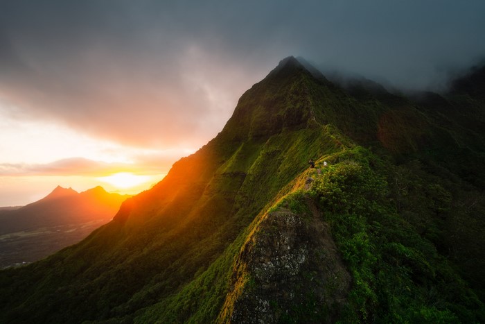 4K, clouds, hiking, nature, people, Hawaii, mist, sunrise, mountains