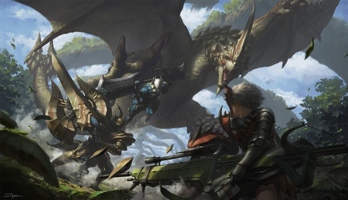 Monster Hunter Epic Battle with Dragons and Hunters
