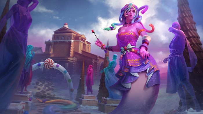 fantasy art, creature, candy, Jon Neimeister, Smite, Medusa, digital art