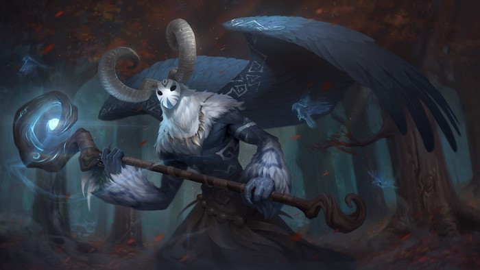 creature, digital art, Smite, fantasy art, Jon Neimeister, forest, Horus (deity)