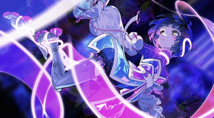 Yoneyama Mai with Neon Lights and Blue Hair