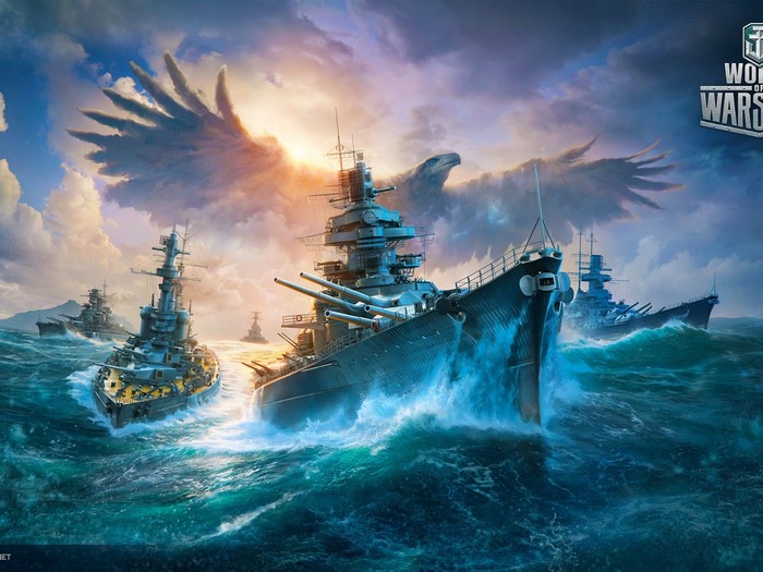 ocean battle, blue, Battleship, eagle, World of Warships