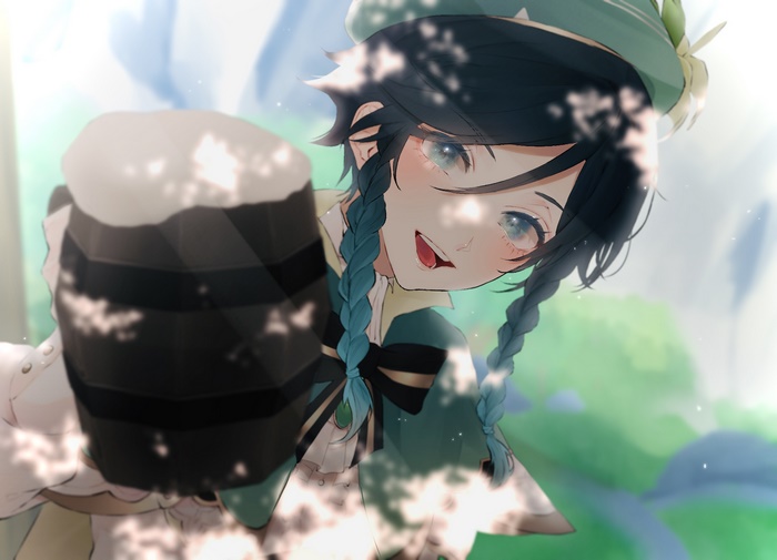 Venti from Genshin Impact Smiling Outdoors