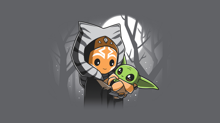 Ahsoka Tano Holding Baby Yoda 4K Artwork