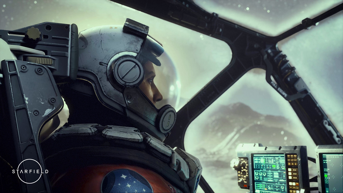 screen shot, spacesuit, artwork, video game man, STARFIELD_the game, Bethesda Softworks, ArtStation, video game art, spaceship