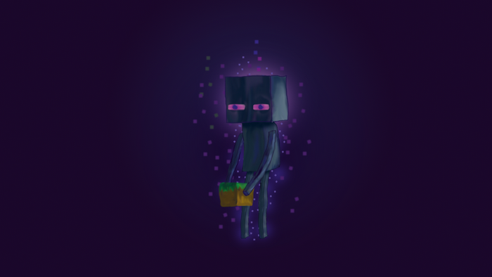 Minecraft Enderman holding grass block