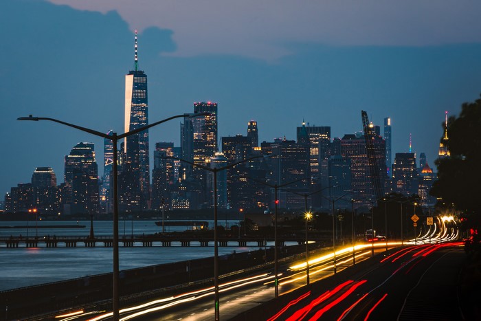city, lights, road, Manhattan, One World Trade Center, Empire State Building