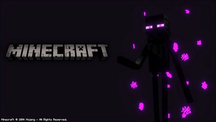 Minecraft Enderman Dark Scene with Purple Glow