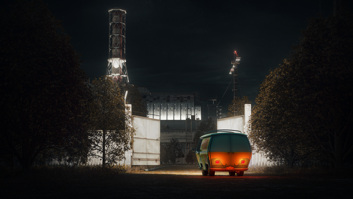 4K, Chernobyl, The Mystery Machine, Scooby-Doo, digital, digital art, nuclear power plant