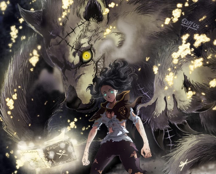 Black bulls, anime, Black Clover, wolf, anime girls, Charmy Pappitson
