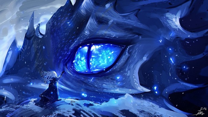 ryky, eyes, dragon, artwork, fantasy art, blue eyes