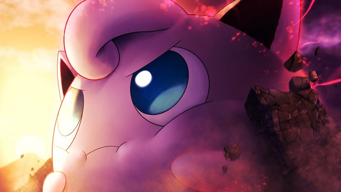 blue eyes, Jigglypuff, sunset