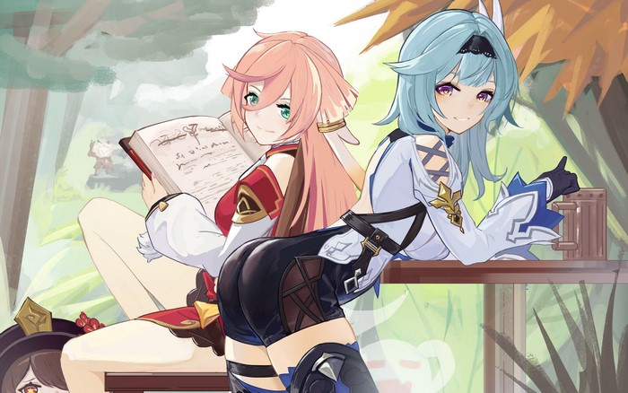 Yanfei and Hu Tao from Genshin Impact