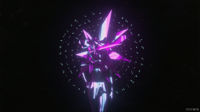 4K, typography, 3D Abstract, statue, glitch art, Cinema 4D, 3D graphics