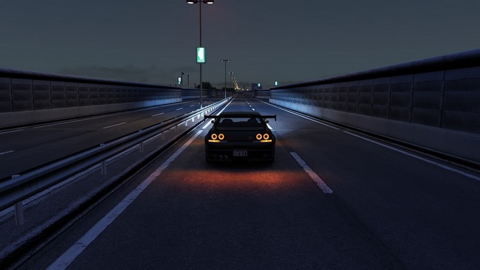 Nissan GTR, Japanese cars, Assetto Corsa, JDM, Nissan GTR R33, night, Japan