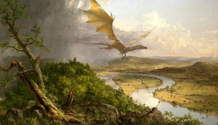 digital art, landscape, godfrey escota, fantasy art, dragon