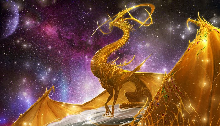 Gold Dragon in Space by Godfrey Escota
