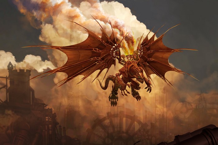 creature, steampunk, digital art, godfrey escota, fantasy art