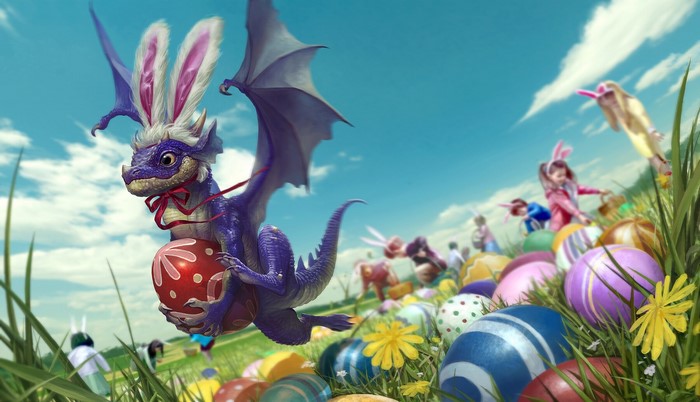 fantasy art, digital art, godfrey escota, dragon, easter eggs