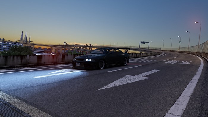 Japanese cars, night, Assetto Corsa, JDM, Nissan GTR R33, Japan, Nissan GTR