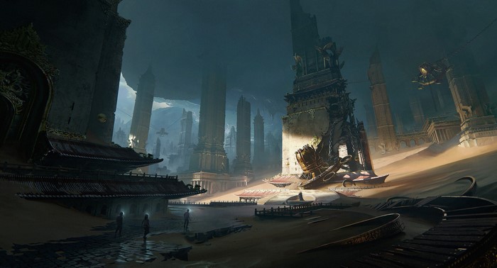 digital art, fantasy art, ruins, Morten Solgaard Pedersen, fantasy city