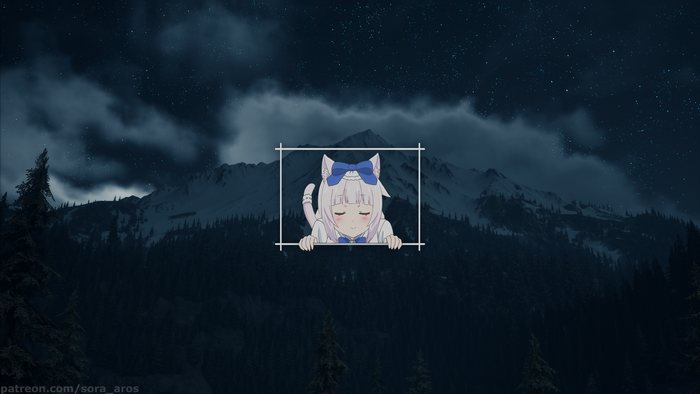 4K, hills, Neko Para, picture-in-picture, Vanilla (Neko Para)
