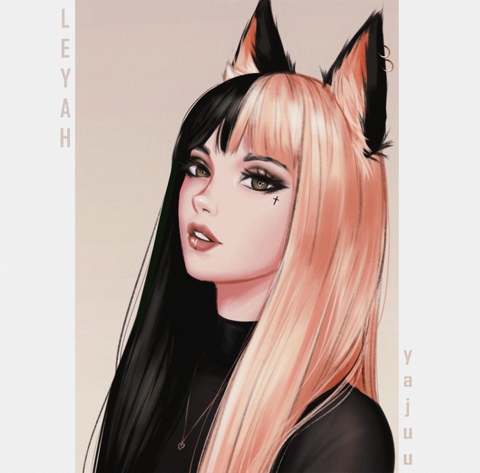 Yajuu Digital Art Illustration with Cat Ears