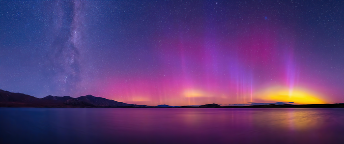 4K, landscape, horizon, night, aurorae, nature, Milky Way