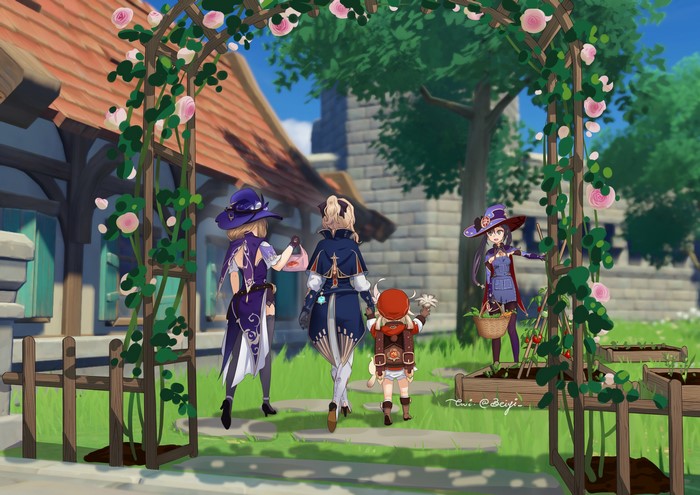 Mona (Genshin Impact), Lisa (Genshin Impact), Genshin Impact, Jean (Genshin Impact), Klee (Genshin Impact), anime girls
