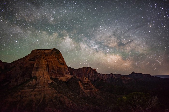 landscape, Milky Way, stars, mountains