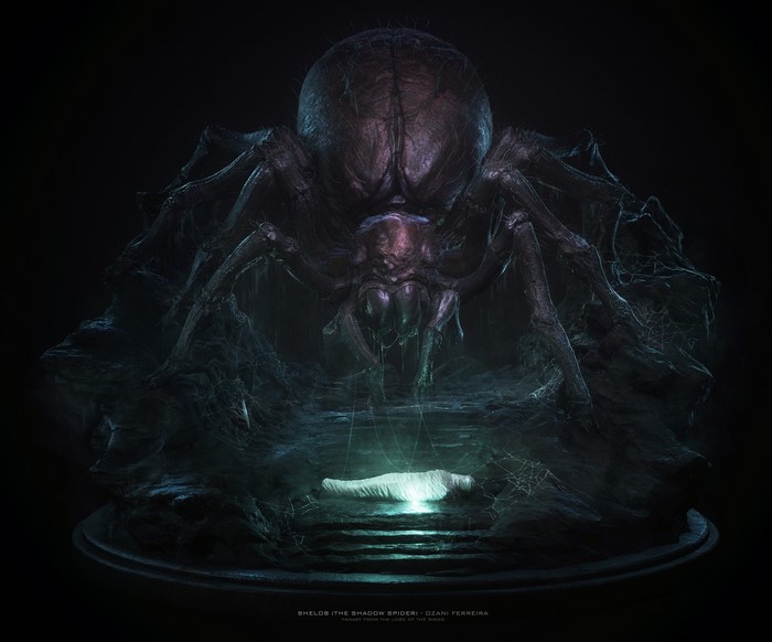 Ozani Ferreira, spider, Middle Earth, Shelob, J. R. R. Tolkien, digital art, CGI, The Lord of the Rings, 3d design, fan art, artwork, fictional character, Frodo Baggins