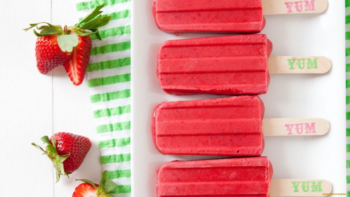 sweets, food, berries, popsicle, fruit, strawberries