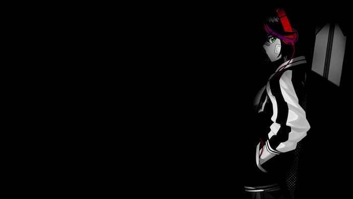 anime girls, selective coloring, monochrome, anime, dark background