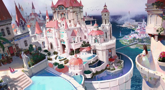 fantasy art, Ya lun, fantasy city, digital art